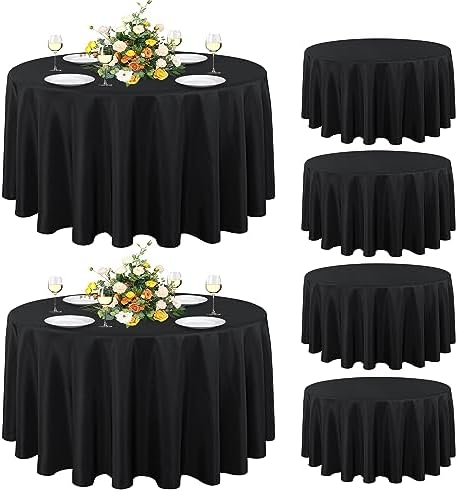 sancua Round Tablecloth 120 Inch Black, 6 Pack by sancua