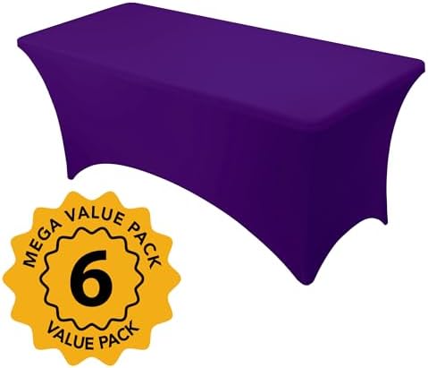 6-Pack Premium Purple Spandex Tablecloths for 6ft Rectangle Tables - Image 2