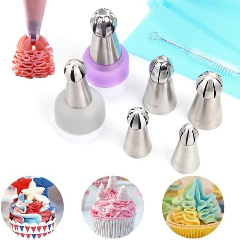 10 Pcs Stainless Steel Ball Twist Flower Icing Tips Set for Cupcakes - Image 2