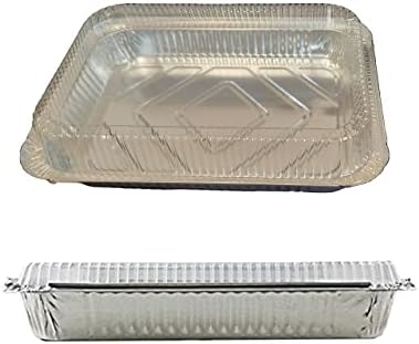 Heavy Duty 4 LB and 12 x 8 x 1.6 Inch Disposable Aluminum Foil Pans with Lids – 10 Count – Durable Bakeware for Baking, Roasting, Catering, Storage - Image 2