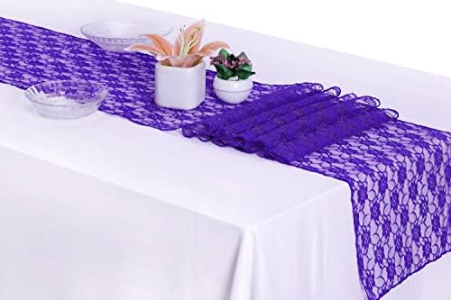 MDS Pack of 20 Wedding 12 x 108 inches Lace Table Runner for Wedding, Decorations for Birthday Parties, Banquets, Graduations, Engagements, and Runners fit Rectangle, Round Table- Royal Blue by MDS