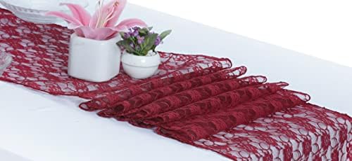 MDS Pack of 5 Wedding 12 x 108 inches Lace Table Runner for Wedding, Decorations for Birthday Parties, Banquets, Graduations, Engagements, and Runners fit Rectangle, Round Table- Maroon - Image 2