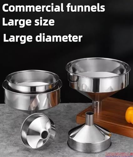 Large Kitchen Funnel Mouth Food Grade Metal Stainless Steel Mouth Maximum 15-inch Wide Factory and Home use Juice Milk Beer Oil, Soybean Milk & More (Top 7.87" Bottom 1.65") - Image 2