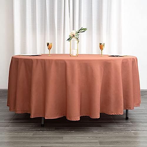 BalsaCircle 10 pcs 108 inch Terracotta Round Washable Polyester Easy-Care Tablecloth for Indoor and Outdoor Bridal Shower Wedding Events Kitchen Dining - Image 3