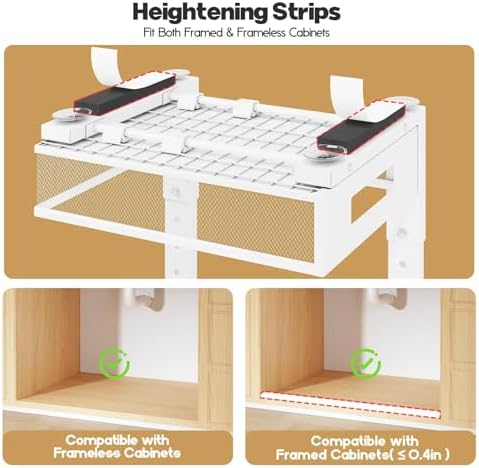 2 Packs 21IN Depth Under Sink Organizer, 2-Tier Pull Out Cabinet Organizer With Smooth Circular Rail, Large Capacity Metal Mesh Sliding Drawers For Bathroom& Kitchen Storage,Height Adjustable –White - Image 5