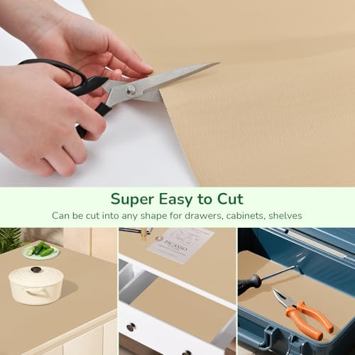 Non-Adhesive Drawer and Shelf Liner for Kitchen 17.5In x 20FT Beige - Image 5