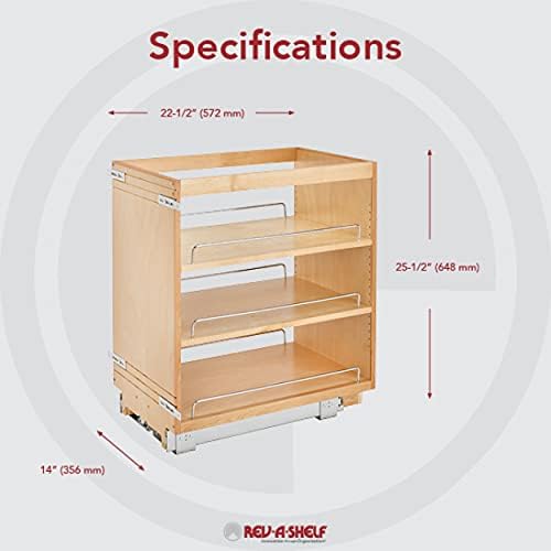 Rev-A-Shelf 14" Pullout Kitchen Cabinet Storage Organizer Slide Out Pantry Spice Rack with Adjustable Shelves for 14.5" W Cabinet Opening, 448-BC-14C - Image 3