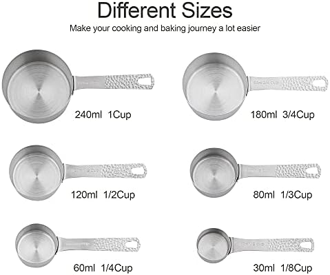Measuring Cups and Spoons Set 14, 18/8 Stainless Steel Measuring Cups and Spoons Set for Baking & Kitchen, Metric & US Measure 6 Cups & 7 Spoons with Leveler - Image 3
