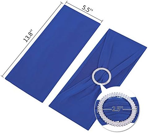 Peomeise 25pcs Royal Blue Spandex Chair Sashes with Buckle Slider for Wedding, Party Decoration - Image 4