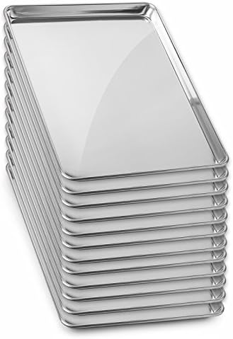 GRIDMANN 13" x 18" Commercial Grade Aluminum Cookie Sheet Baking Tray Jelly Roll Pan Half Sheet - 12 Pans by GRIDMANN
