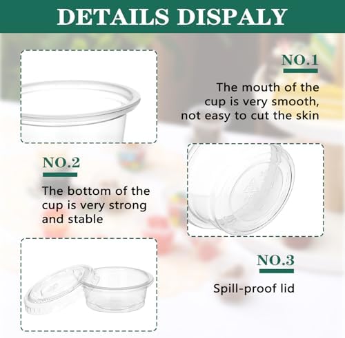 Bokon 2500 Sets 0.5 Oz Clear Plastic Portion Cups With Lids Condiment and Dipping Sauce Container Salad Dressing Container Airtight and Stackable Souffle Cups for Lunch, Party, Trips - Image 3