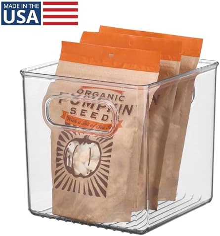 iDesign Plastic Pantry Storage Organizer Bin, 6" x 6" x 6" | Easy Grip Handles, Kitchen Storage, Freezer and Fridge Organizer, Clear - Image 2