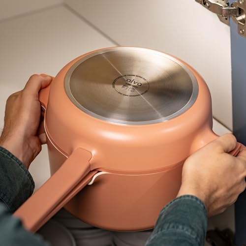 Alva Neat 5-Pc Aluminum Pot & Pan Set in Peach Clr, Ceramic Coated Nonstick - Image 3