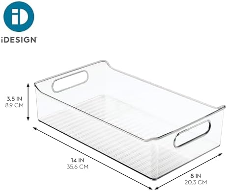 iDesign Plastic Pantry Storage Organizer Bin, Set of 2, Clear | With Handles - Image 4