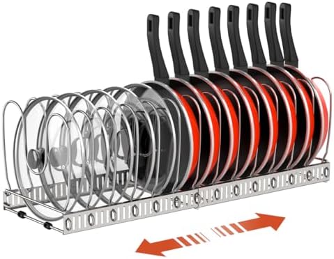 Housolution Pot and Pan Lid Organizer Holder Storage Rack, Silver by Housolution