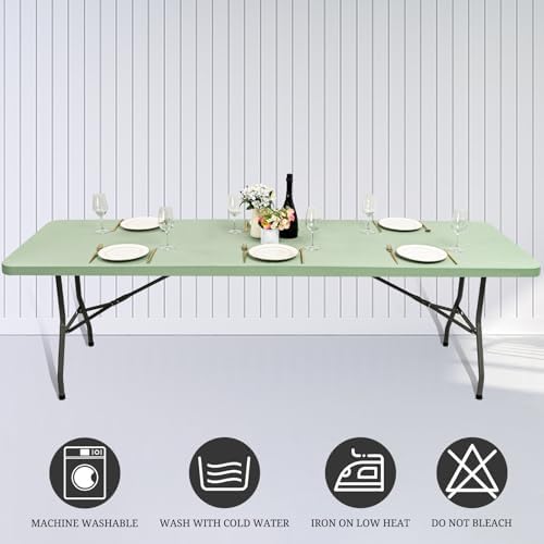 6 Pack Stretch Table Top Cap Cover, Sage Green, 30" x 96" - Image 5