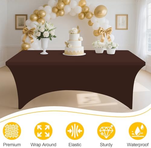 Smiry 2 Pack Spandex Table Cloth 6FT, Elastic Fitted Coffee Tablecloth - Image 3