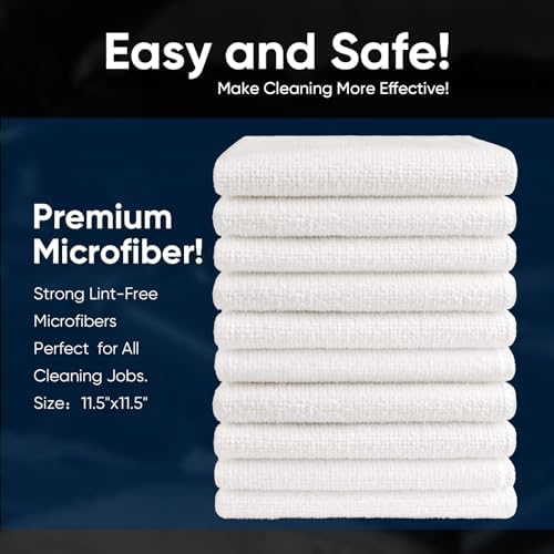 AIDEA White Microfiber Cleaning Cloth 100PK, Reusable Cleaning Rags 12"x12" - Image 6