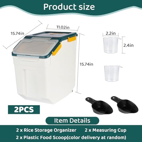 50 Pound Large Food Grade Container for Rice Flour Sugar, Blue, 2pcs - Image 3