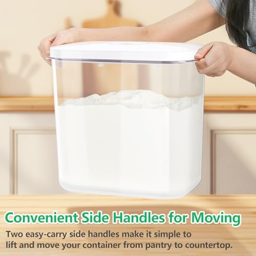 Airtight Rice Container 25 Lbs with Handle and Cup – 12.68Qt Large Flour Sugar Storage Container with Pop Up Seal & Hanging Lid Hooks, Clear Tall Food Storage Bin for Kitchen Pantry Organization - Image 5