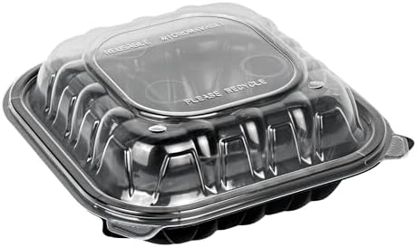 Restaurantware 34 oz Black Plastic Clamshell Container, 100 Pack - Image 2