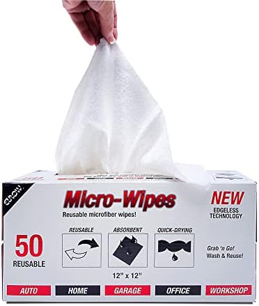 Eurow 200GSM Microfiber Cleaning and Drying Cloths with Dispenser Box, Reusable, Streak-Free, Scratch-Free, Ultra Absorbent, Edgeless for All Surface Types, 12x12in, 100-Pack, White - Image 2