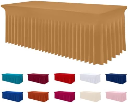 Smiry Spandex Elastic Fitted Table Cloth Skirt for 4FT Rectangle Table by Smiry