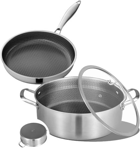LOLYKITCH 7 QT Saute Pan with Lid & 12'' Frying Pan Set | Detachable Handle by LolyKitch