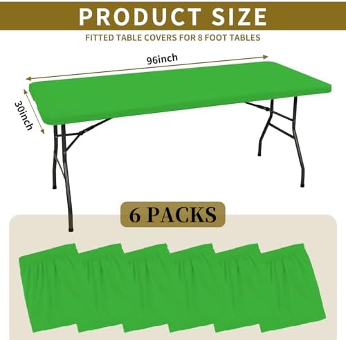 6 Pack Stretch Table Top Cap Cover, Green, 30" x 96" - Image 2