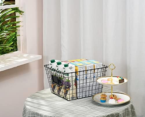 JUNCHU CHERRY 4 Pack【Large】 Wire Handmade Storage Basket for Organizing Household Goods,Pantry Organization,Bathroom countertop,Laundry,Wardrobe Storage Basket,Black - Image 6