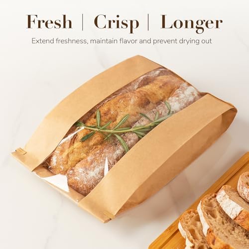 100 Pack Long Paper Bread Bags with Tabs for Homemade Sourdough, Resealable Bakery Bags with Window for Oval Sourdough Bread, Loaves, Pastries, Baguettes (6.3x2.7×13.7 Inches) - Image 4