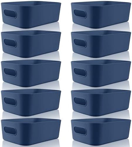 Zopeal Plastic Storage Bins 10 Pcs Blue Pantry Organizer Bins Small Baskets Storage Containers for Home Kitchen (8 x 5.7 x 3 Inch) by Zopeal