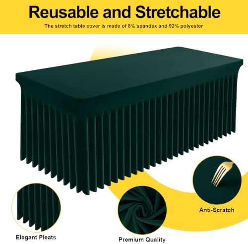 Smiry Spandex Elastic Fitted Table Cloth Skirt for 8FT Rectangle Table - Image 2