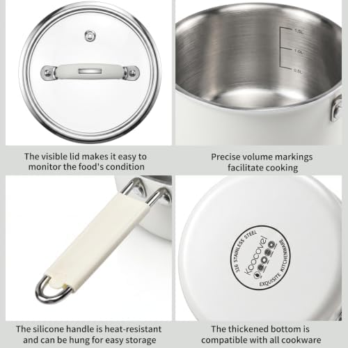 1.5QT Steamer Pot with Basket, Stainless Steel Saucepan - Image 3