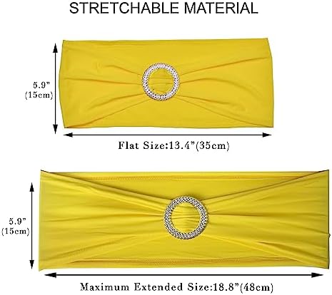 10pcs Yellow Stretch Chair Sashes,Spandex Chair Ties with Buckle for Wedding Parties Banquet Bridal Shower Engagement Events Birthday Graduation Decoration - Image 3