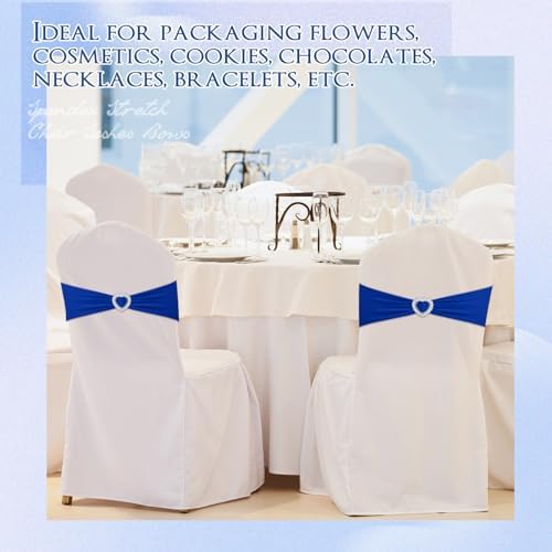 Colingmill 150 Pcs Spandex Chair Sashes Heart Buckle Elastic,Royal Blue - Image 7