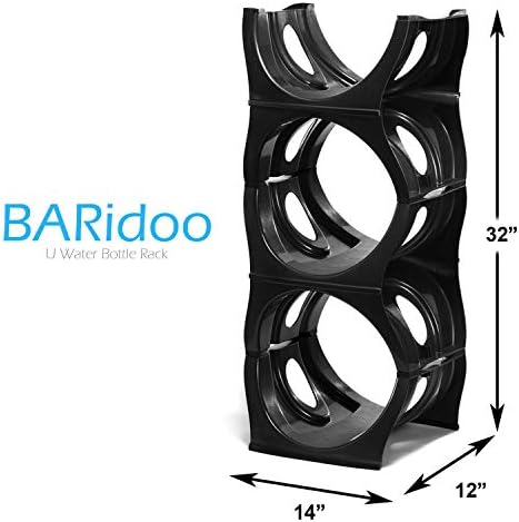 Bariboo Stackable Water Bottle Storage Rack Best Water Jugs 5 Gallon Organizer. Jug Holder for Kitchen, Cabinet and Office Organizing. Reinforced Polypropylene (Coal Black, 3 No Shelf) - Image 2