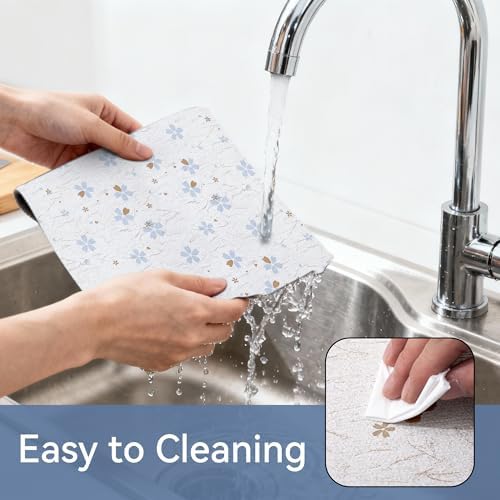 FIFTY FEET 18"x96" Non-Adhesive Shelf Liner for Kitchen Cabinets and Drawers, Washable Non-Slip PVC Cabinet Liner (White Floral)(4 Roll) - Image 4