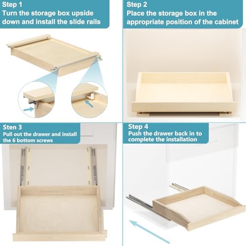 Pull Out Cabinet Drawer 19½” W x 21” D, Soft Close Pull Out Cabinet Organizer, Bottom Assembly - Image 5