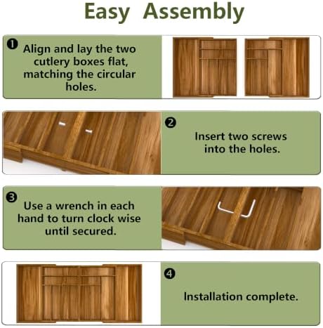 Suli Extra Large Silverware Drawer Organizer,Expandable 22in to 37in,Acacia | 2.6in Deep,13 Slot,Removable Design,Expandable Utensil Tray for Drawer,Big Adjustable Cooking Cutlery Flatware Holder,Brown - Image 6