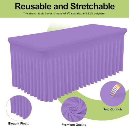 Smiry Spandex Elastic Fitted Table Cloth Skirt for 6FT Rectangle Table - Image 2