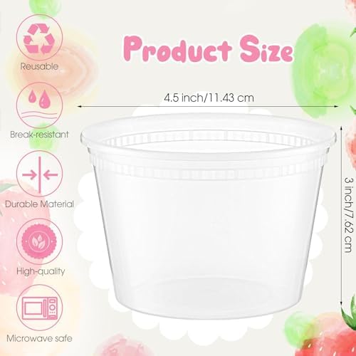 100 Sets 16 oz Plastic Deli Food Containers with Lids Bulk, Clear Airtight Disposable Food Storage Containers, Microwave, Freezer and Dishwasher Safe, for Meal Prep Soup Takeout Meal Prep Storage - Image 3