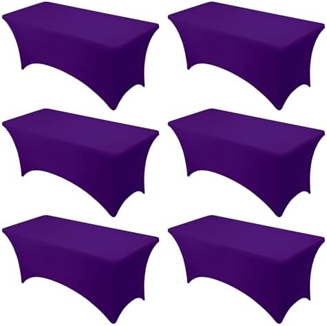 6-Pack Premium Purple Spandex Tablecloths for 6ft Rectangle Tables by DailySet