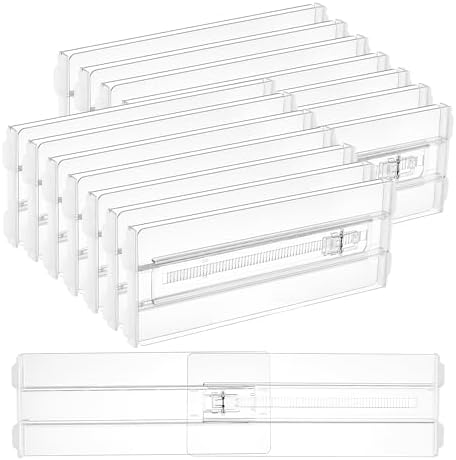 Vtopmart 14 Pack Drawer Dividers for Clothes, 4" High 10.2"-16.5" Adjustable Expandable Dresser Drawer Organizer, Clear Plastic Separators for Dresser, Baby Clothing, Underwear, Cosmetic, Toiletries | Expandable Dresser Drawer Organizer, Clear Plastic ... by Vtopmart