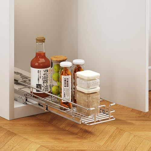 Pull Out Cabinet Organizer 5½" W x 21½" D, Heavy Duty Cabinet Pull Out Shelves, Slide Out Drawers Organization for Kitchen Cabinets Bathroom - Image 5