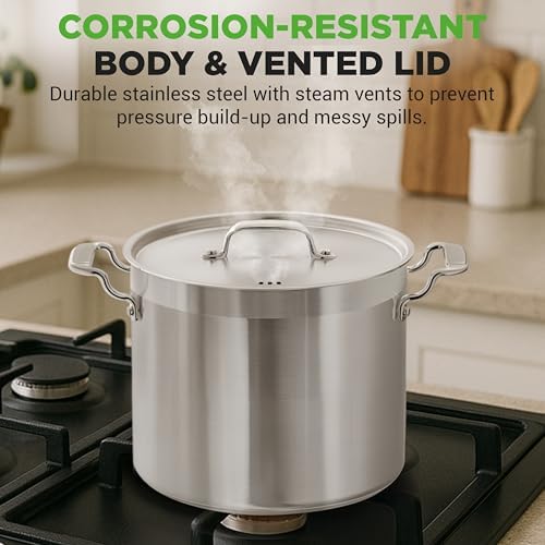 NutriChef 20 Quart Heavy-Duty Stockpot with Stainless Lid - Large Pot for Induction, Gas & Electric Cooktops, Perfect for Soups & Stews - Image 5