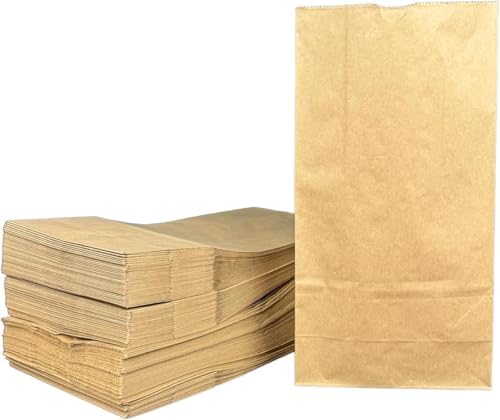 7STAR 6lb Brown Paper Bags, 500 Pack – Virgin Kraft Paper Lunch Bags, Food-Safe & Unbleached | Heavy-Duty, Grease-Resistant Sacks for Sandwiches, Snacks, Bakery, Takeout & Crafts by 7STAR