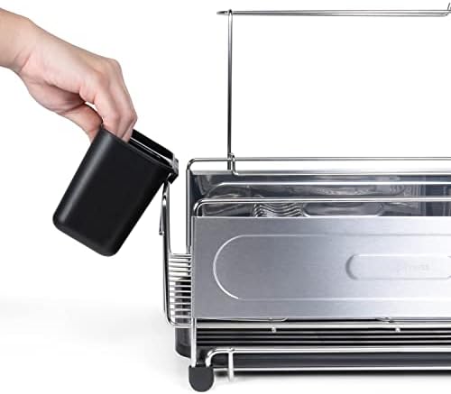 happimess Dish Drying Rack Compact Stainless Steel, 17.25", Silver/Black - Image 5
