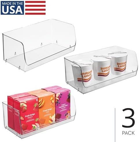 iDesign Stackable Open-Front Storage Bins, Set of 3, Clear - Image 2