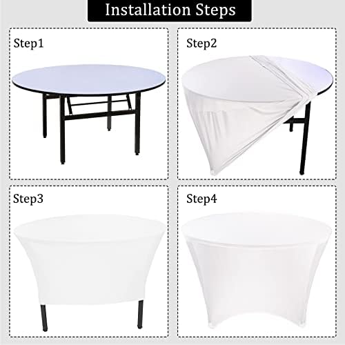 2 Pack 6FT Round Spandex Tablecloth 72" Round Elastic Table Cover Washable Wrinkle Resistant Fitted Table Cloth for Wedding Party Birthday Banquet Bar Events(White) - Image 5